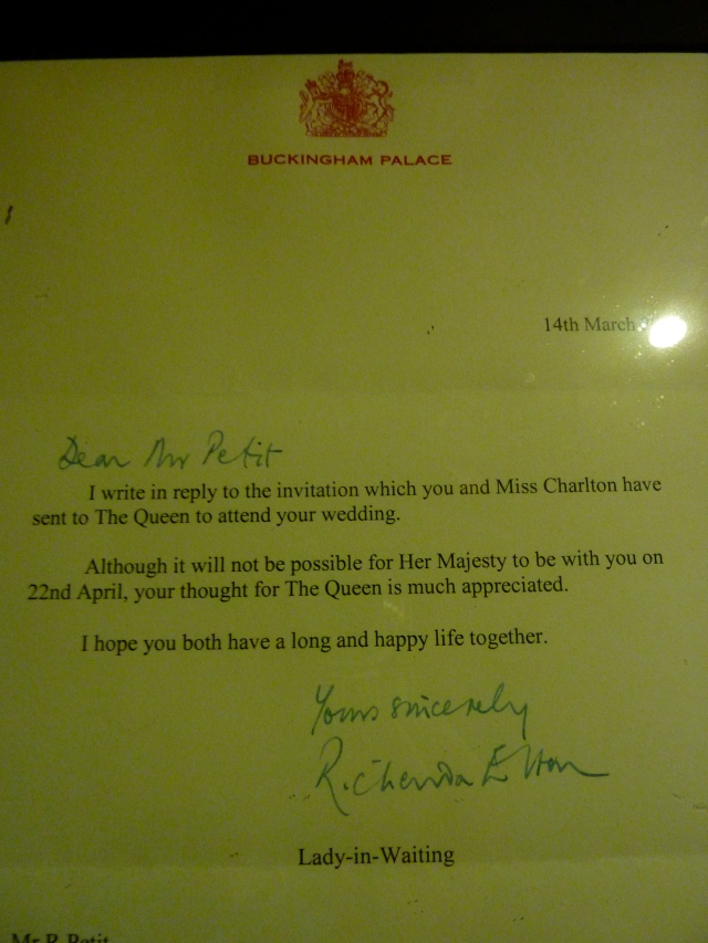 Our letter from The Queen